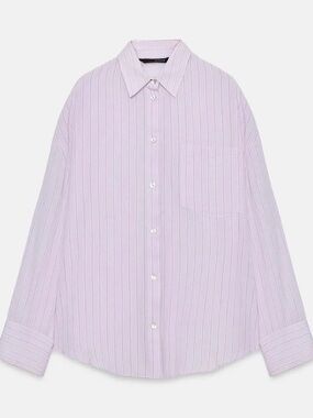Lilac Cotton Stripe Button-Up Shirt
